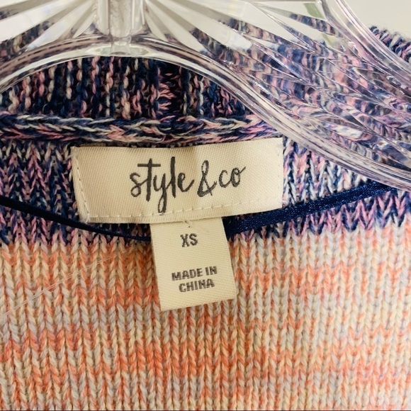 Style & Co Marled Knit crochet pastel spring open front cardigan sweater xs - Picture 4 of 7